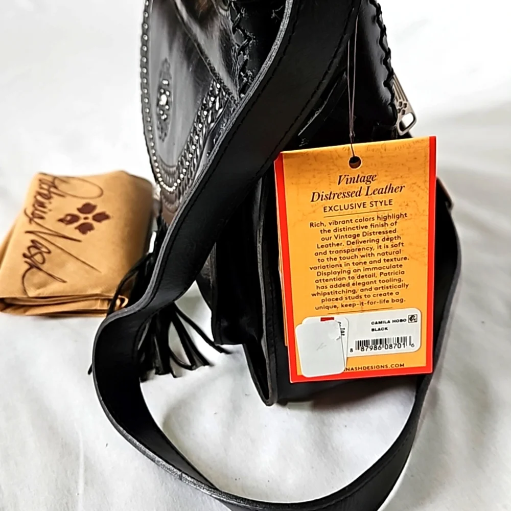 Patricia Nash vintage distressed leather Camila hobo shoulder bag.